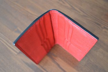 スリムロングウォレット(ブラック×マルボロレッド)4