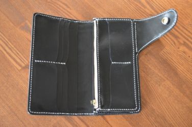 ロングウォレット藍染リザードインレイ4