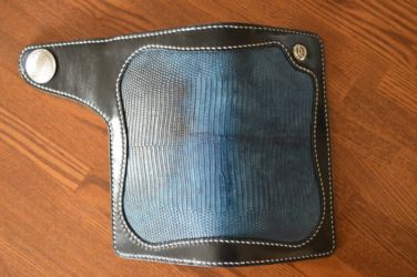 ロングウォレット藍染リザードインレイ2